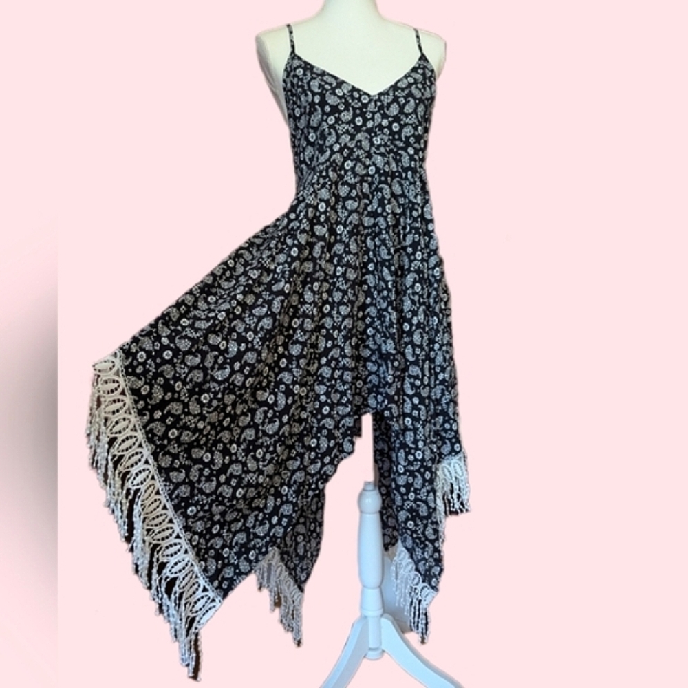 Verty Black and White Asymmetrical Dress